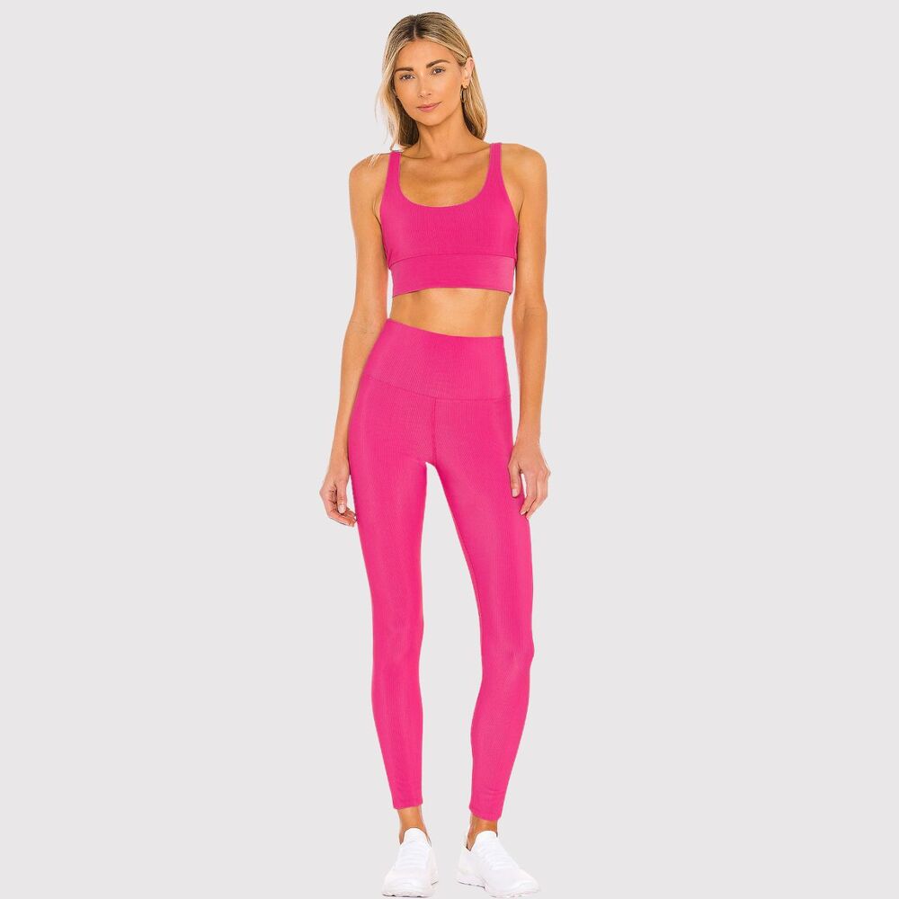 Beach Riot Womens Leggings Pink Ayala Ribbed High Rise Pull On Stretch Size XS